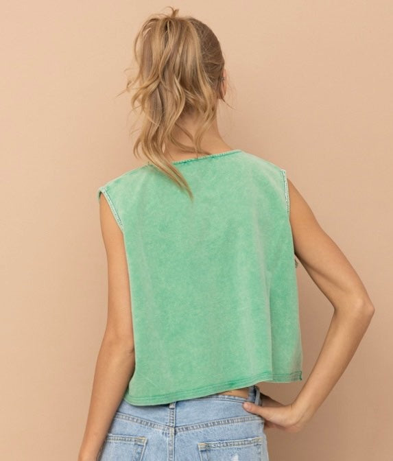 SALE- RHINESTONE MINERALWASH CROP TOP