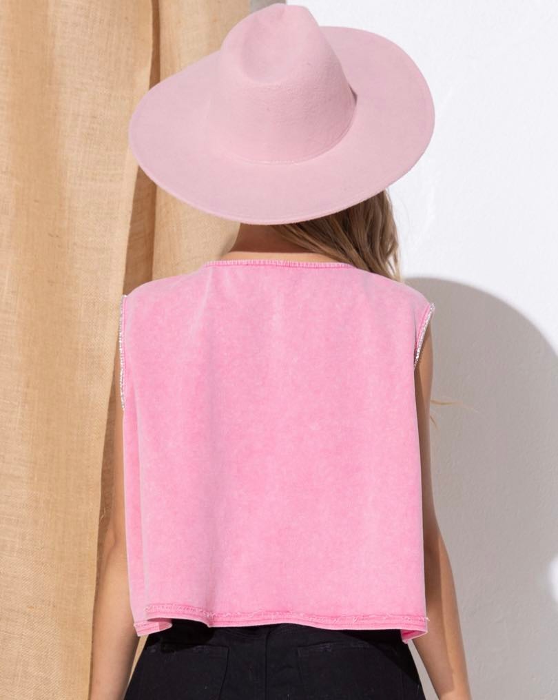 SALE- RHINESTONE MINERALWASH CROP TOP
