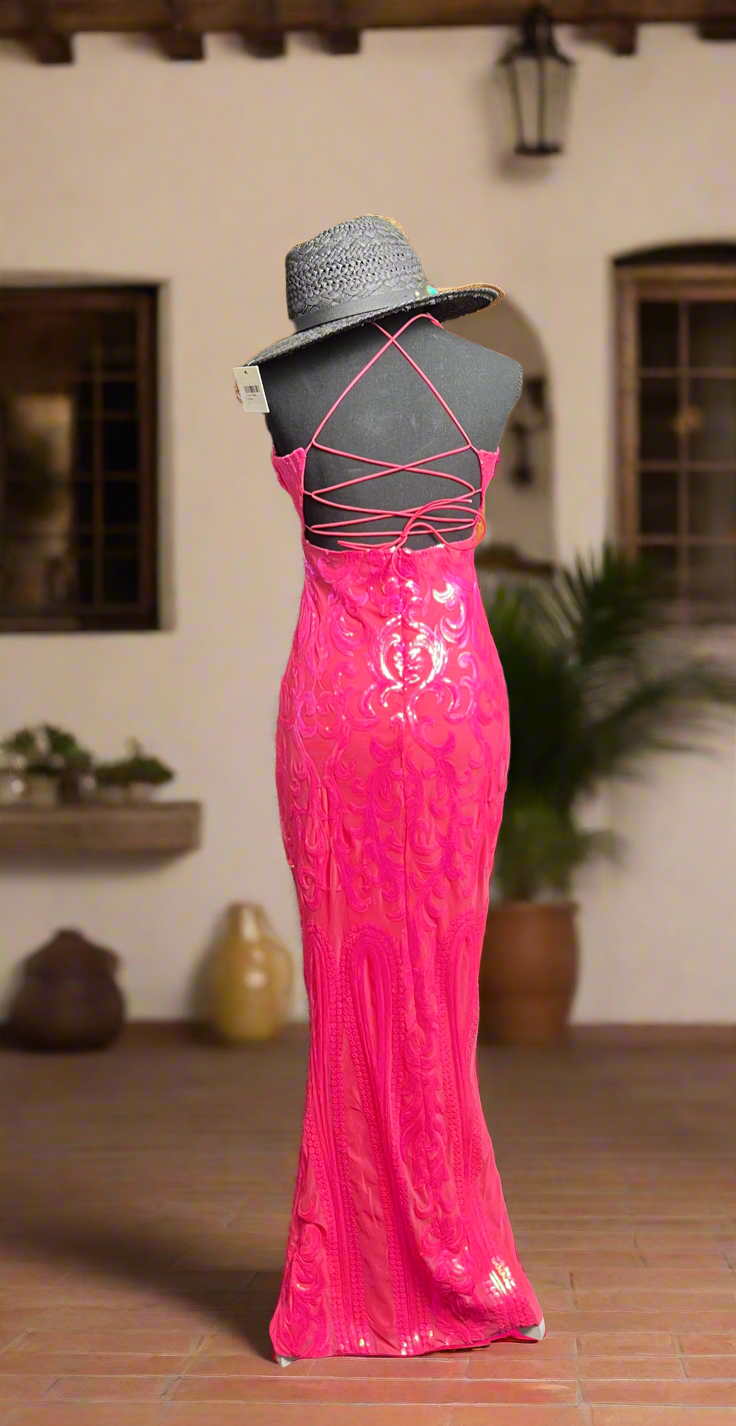 SALE- GOLD &BLACK/ PINK FORMAL DRESS