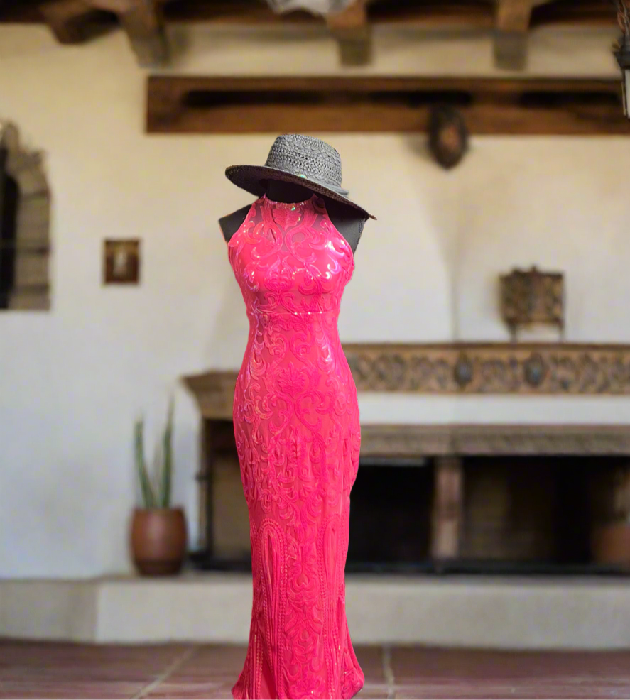 SALE- GOLD &BLACK/ PINK FORMAL DRESS