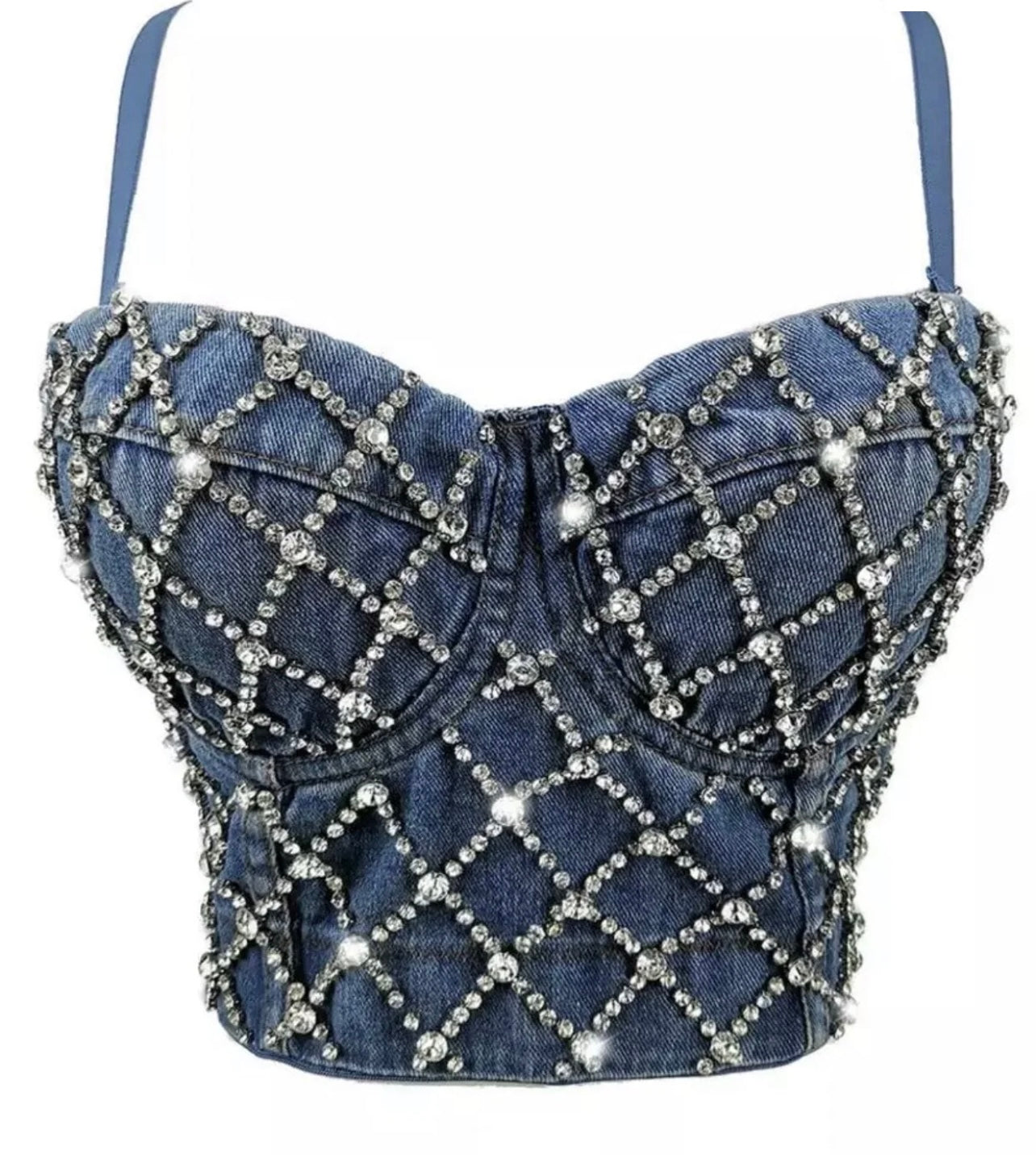 SALE- RHINESTONE BUSTIER CROP TOP