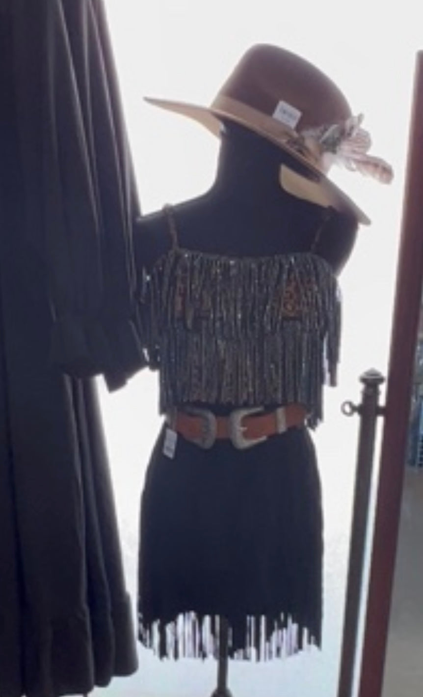SALE- Leopard fringe crop top