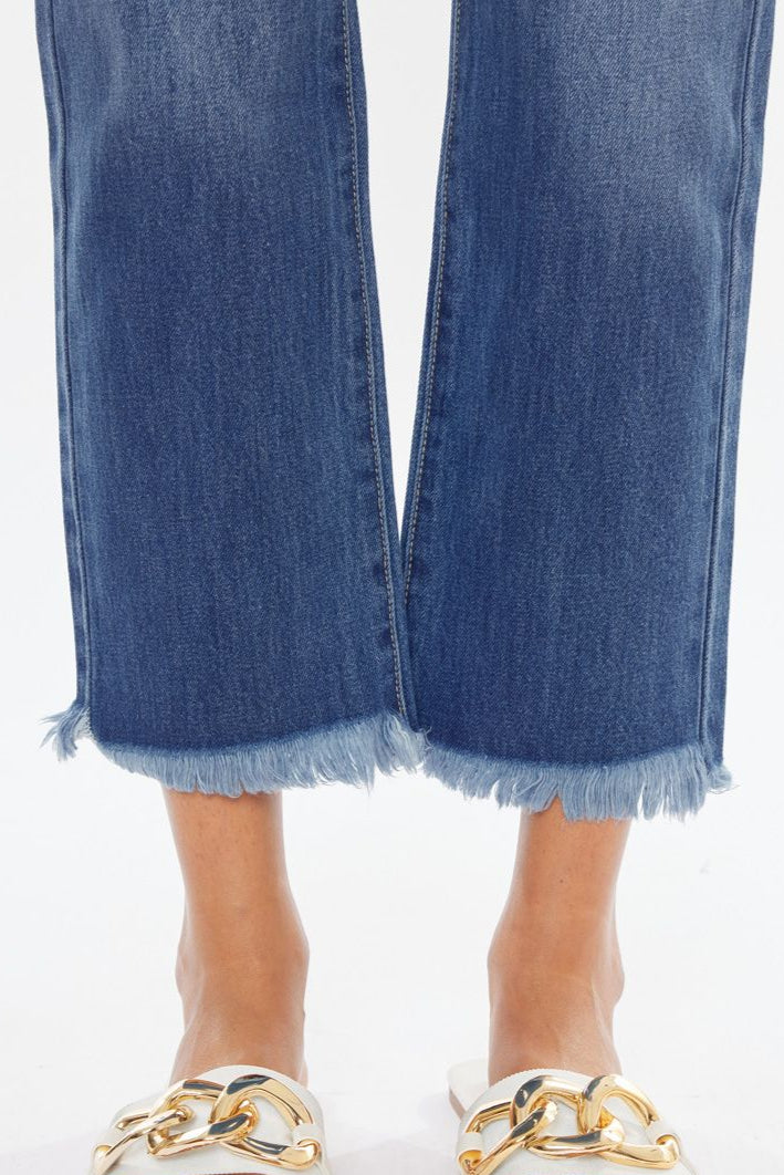 MOM JEANS FRINGE BOTTOM