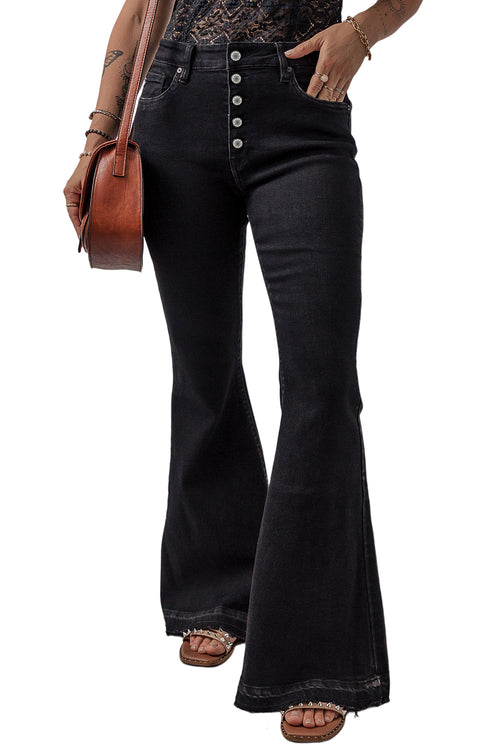 BLACK BUTTON-UP HIGH RISE BELLS