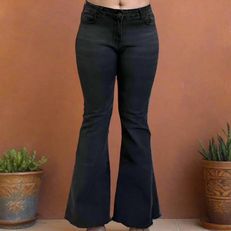 SALE- PLUS SIZE- BLACK BELL BOTTOMS