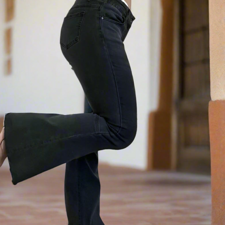 SALE- PLUS SIZE- BLACK BELL BOTTOMS