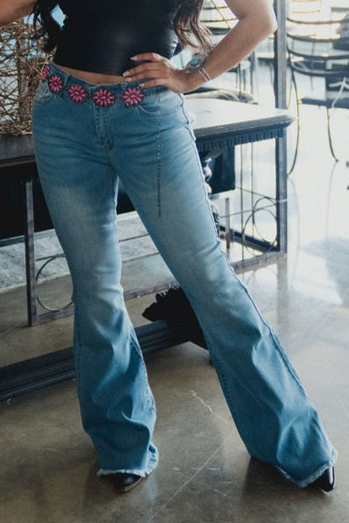 SALE- FRINGE BELL BOTTOM JEANS
