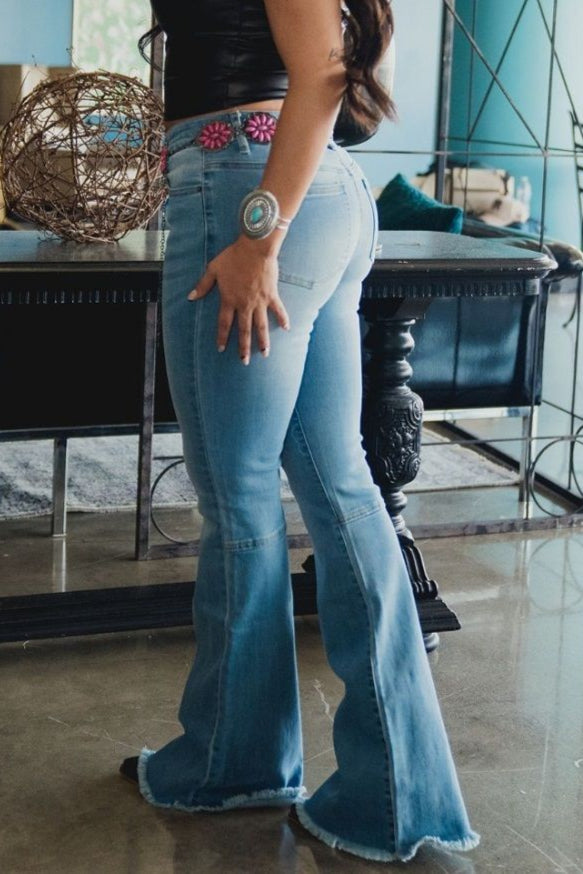 SALE- FRINGE BELL BOTTOM JEANS