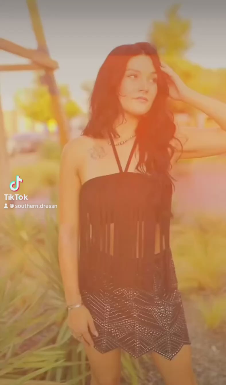 Sale- FAUX SUEDE FRINGE CROP TOP