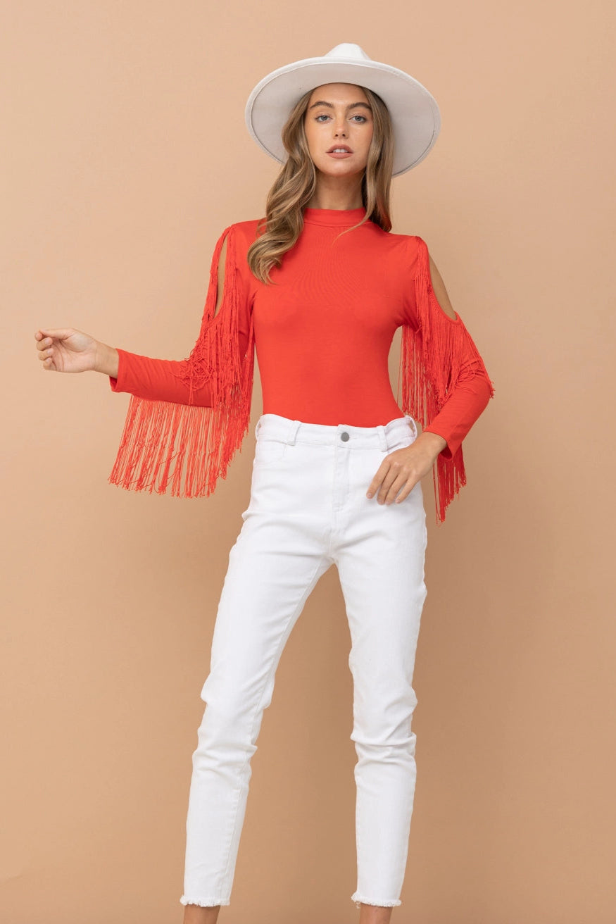 Red Hot Fringe Bodysuit