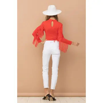Red Hot Fringe Bodysuit
